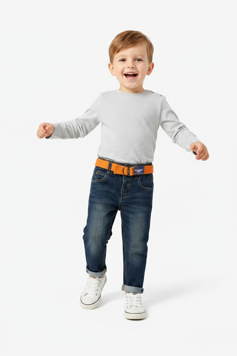 Jeans avec Ceinture Orange