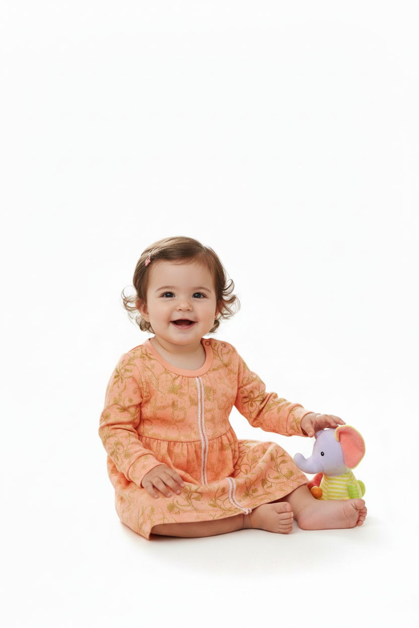Robe orange à petits pandas dorés