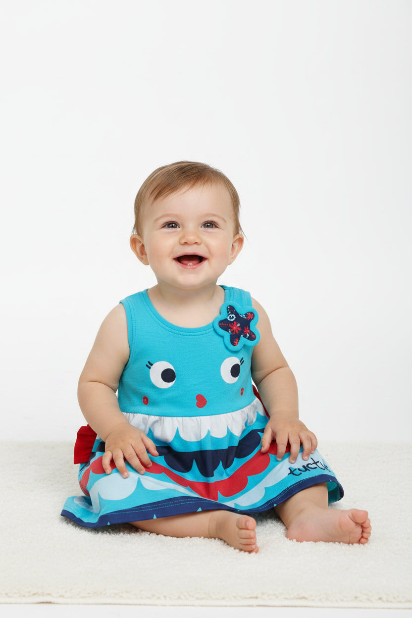 Robe poisson avec fleur et nageoire 3D