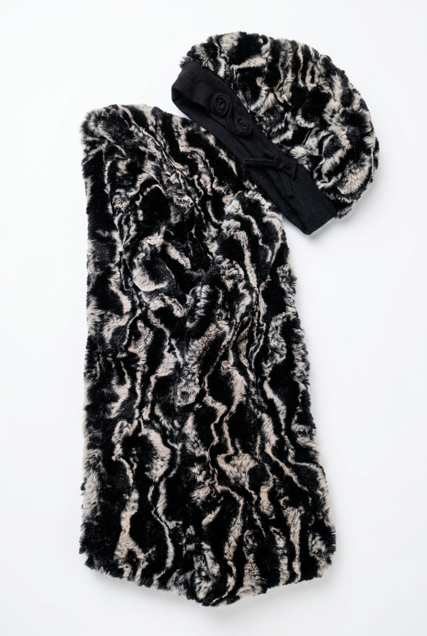 Tuque et foulard style zébré