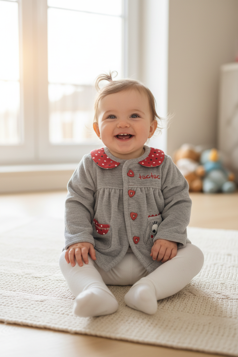 Veste gris perle à col pois