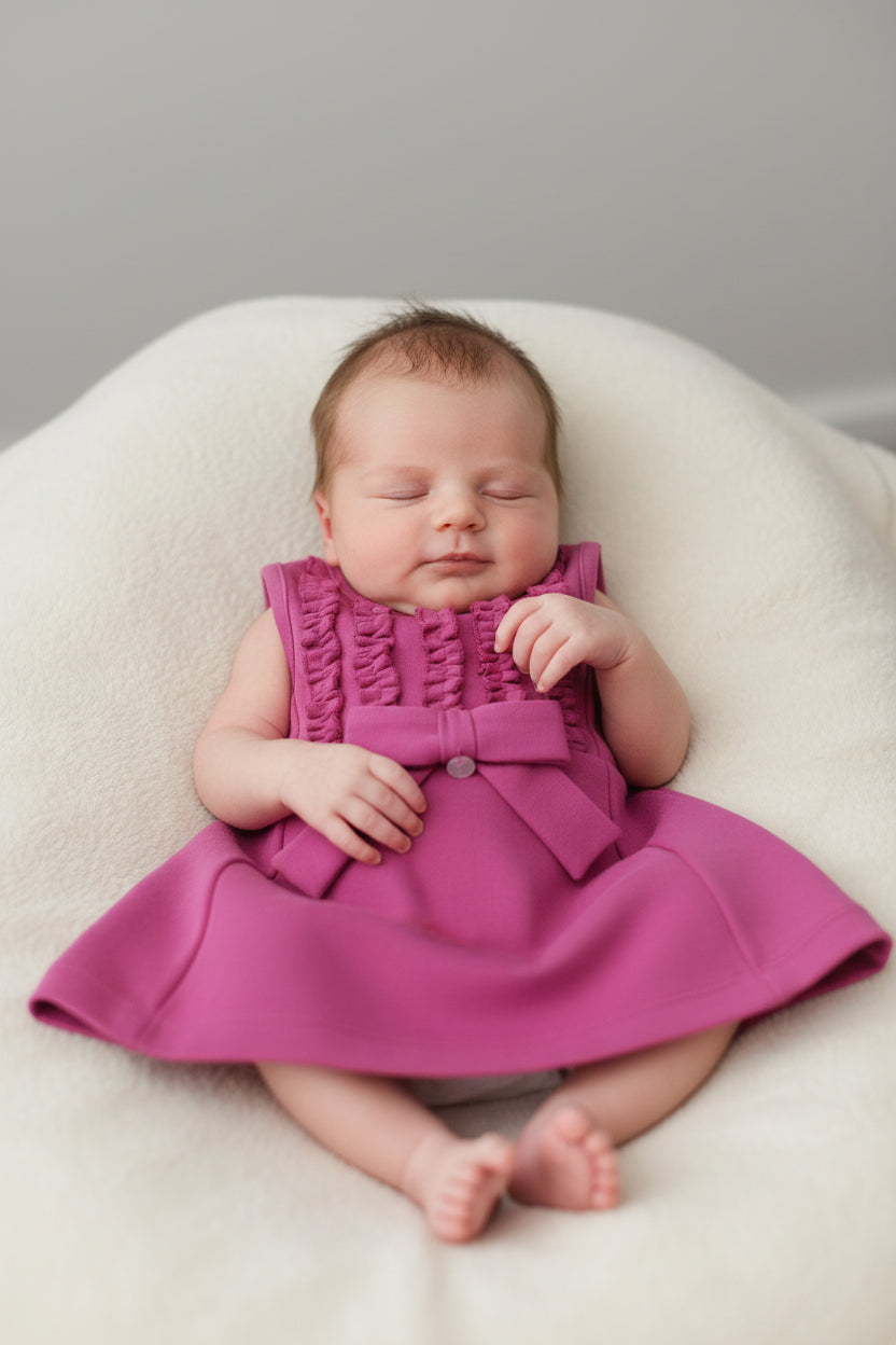 Robe magenta bébé- Grande Boucle et Volants