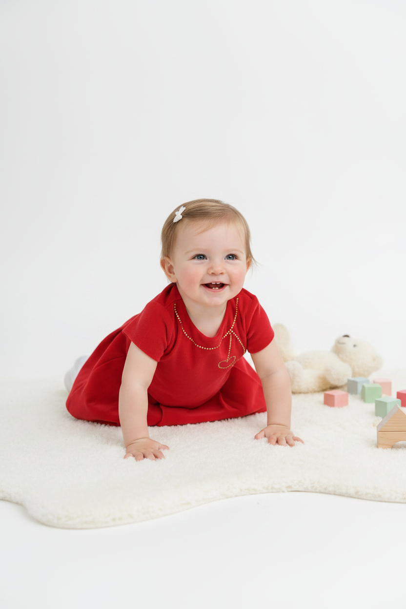 Robe soyeuse rouge – Cerises dorées