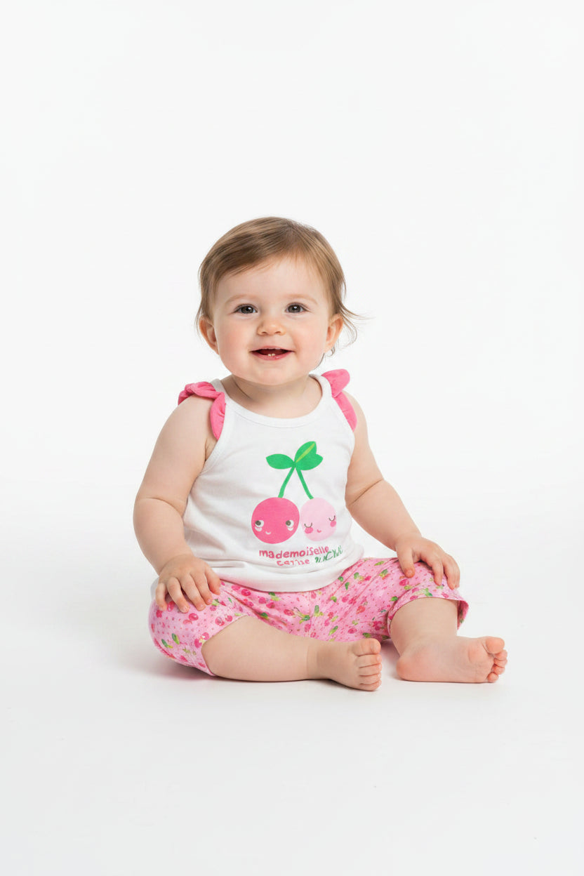 Ensemble “Mademoiselle Cerise” – Haut + Legging