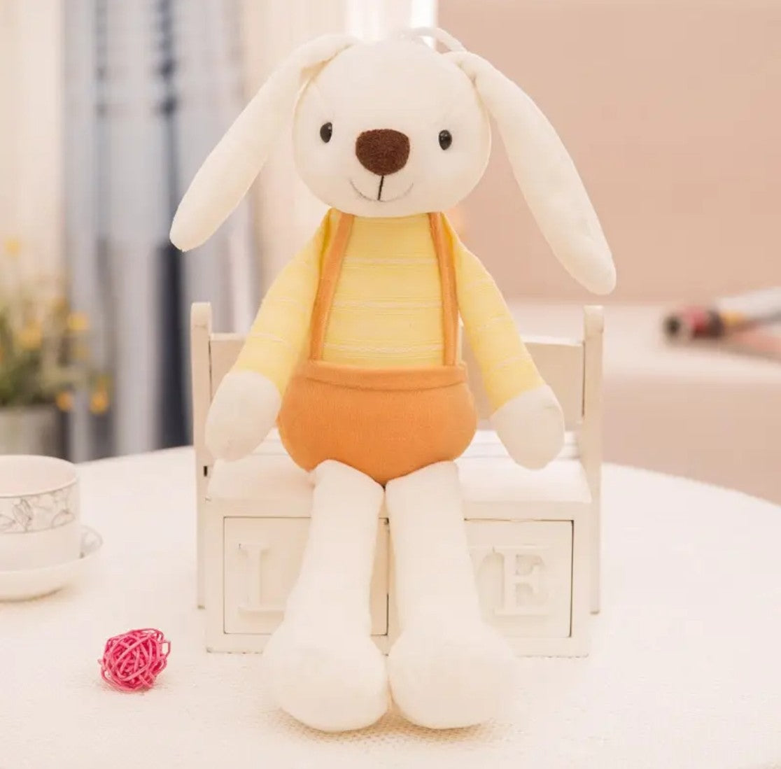 Peluche Lapin en Salopette jaune