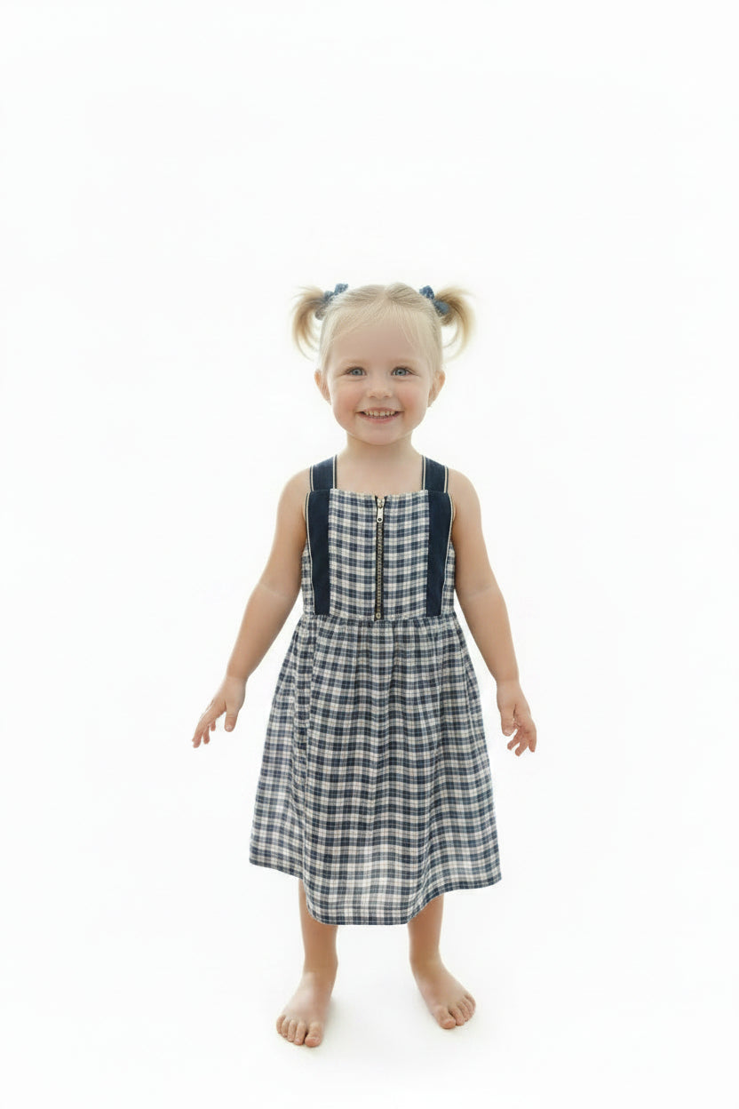 Robe à carreaux bleu et blanc