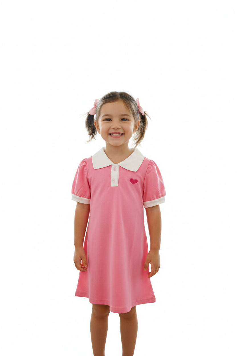 Robe rose col blanc douceur & charme