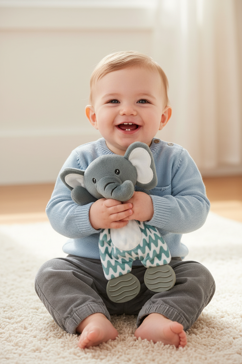 Jouet sensoriel éléphant – Soulage la poussée dentaire