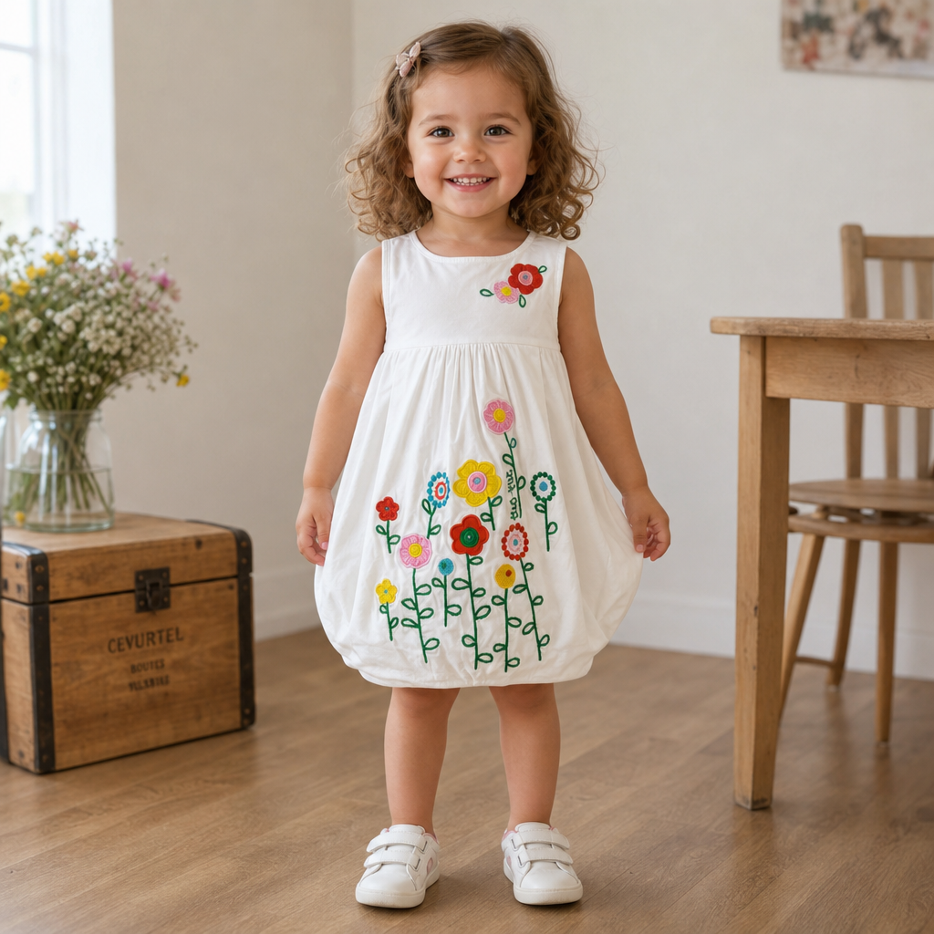 Robe Blanche Brodrie Fleuri