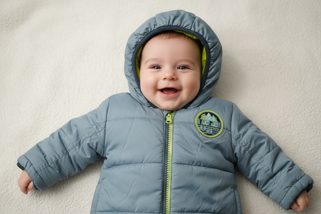 Manteau hiver matelassé bleu ciel