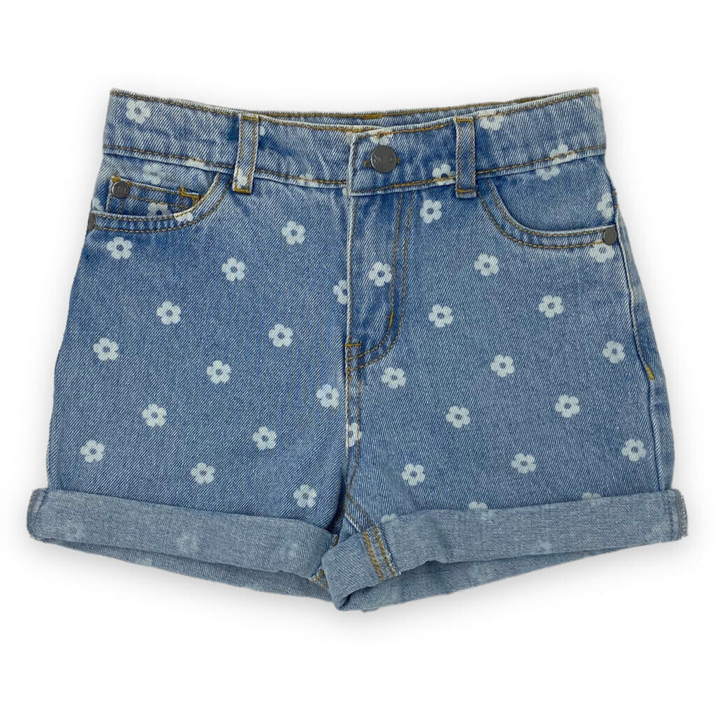 Short jeans à fleurs