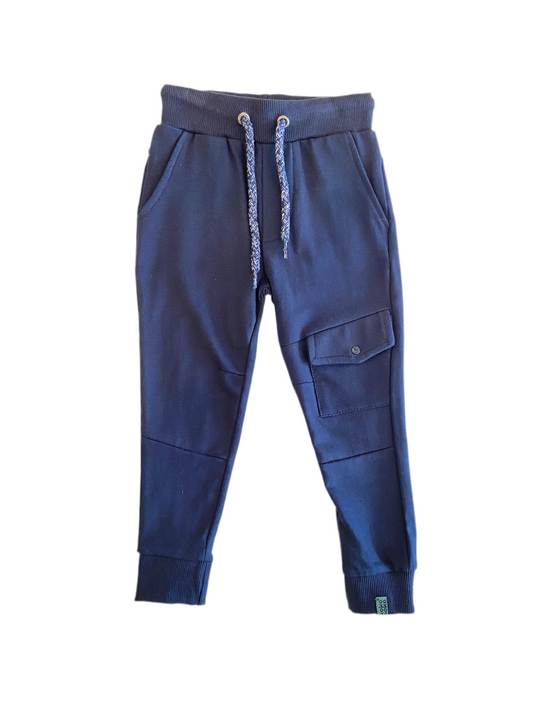 Jogging bleu marin poche jambe gauche