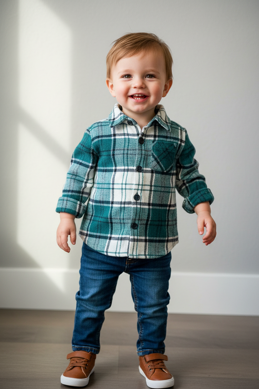 Chemise en flanelle carreaux vert