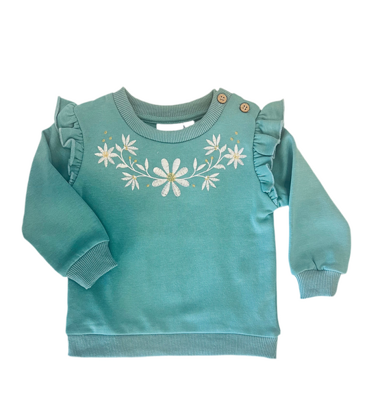 Chandail turquoise avec broderie