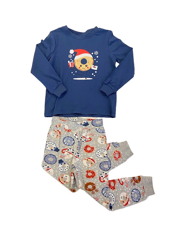 Ensemble pyjama beigne de Noel bleu enfants