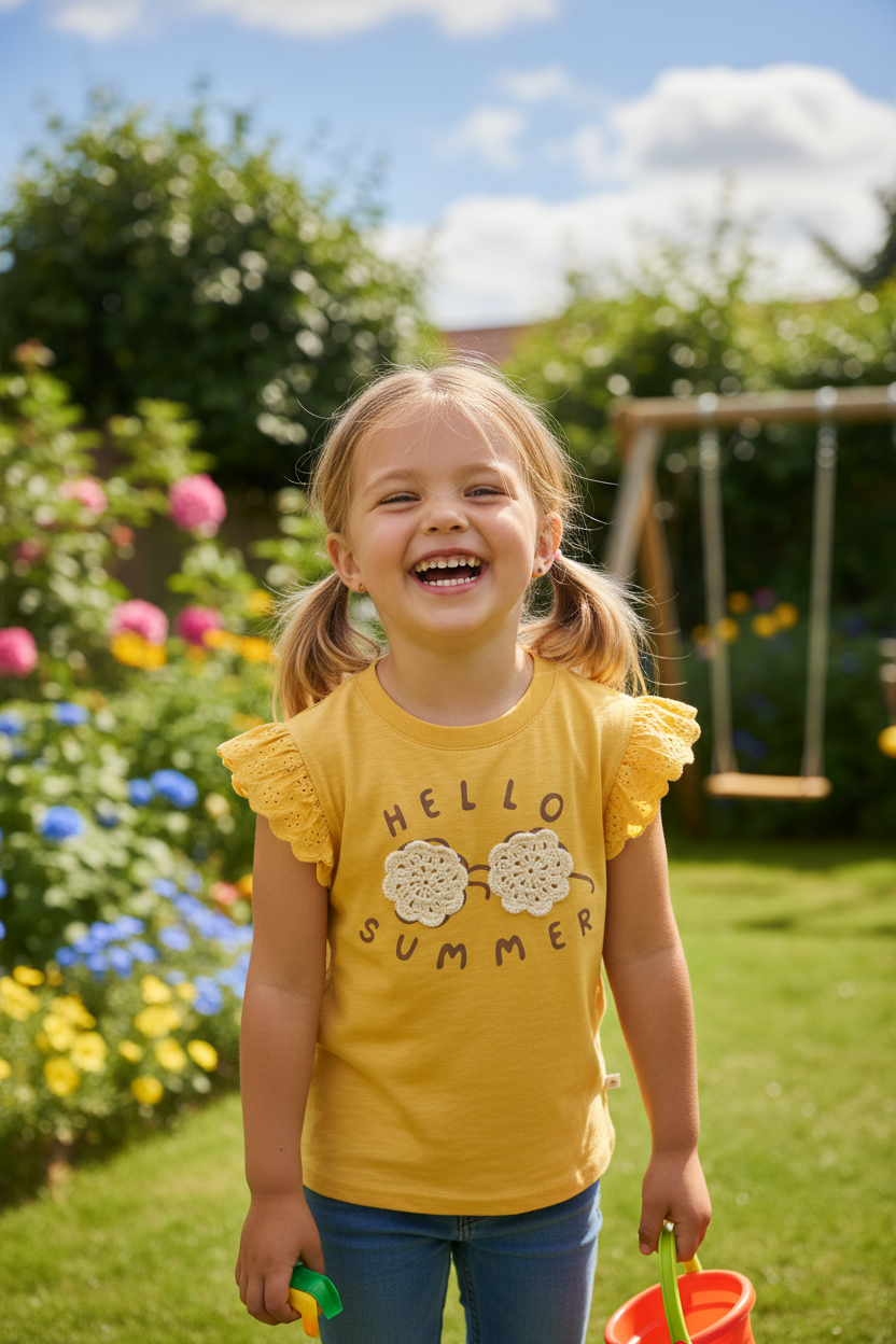 T-shirt jaune imprimé Lunette