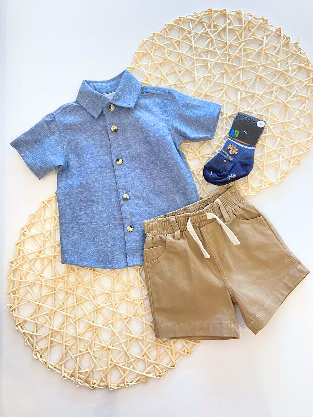 Chemise unie Bleue