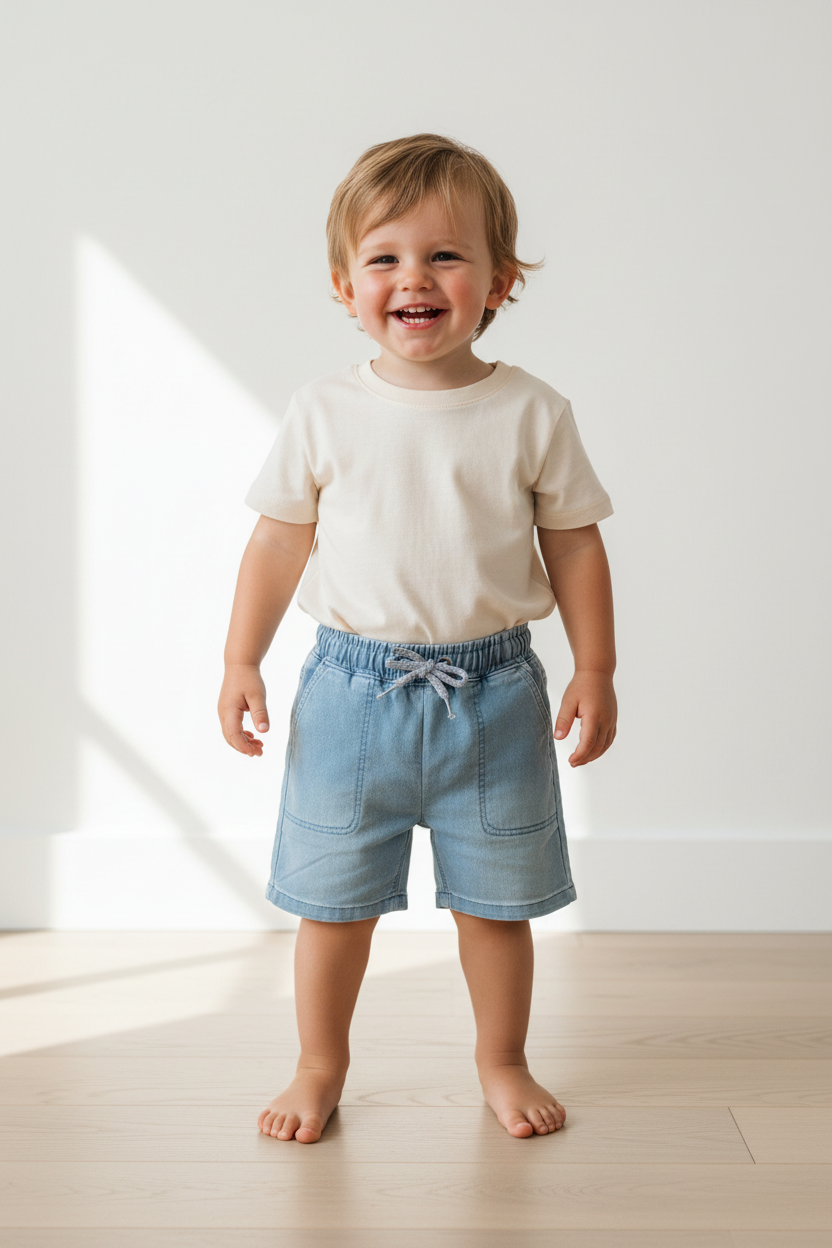Short jogg-jeans bleu pâle
