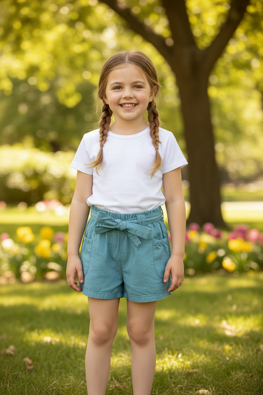 Short nouée en chambray