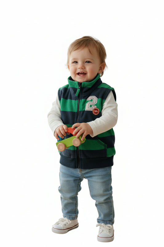 Gilet sans manche Rayé vert et noir