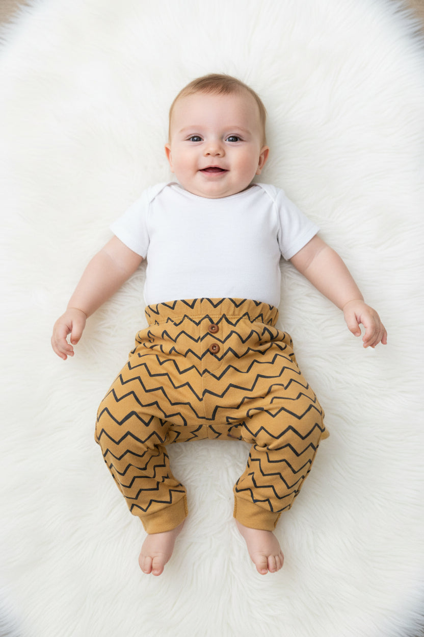 Jogging motif zigzag camel et noir