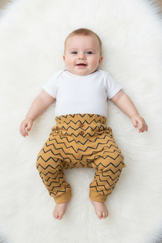 Jogging motif zigzag camel et noir