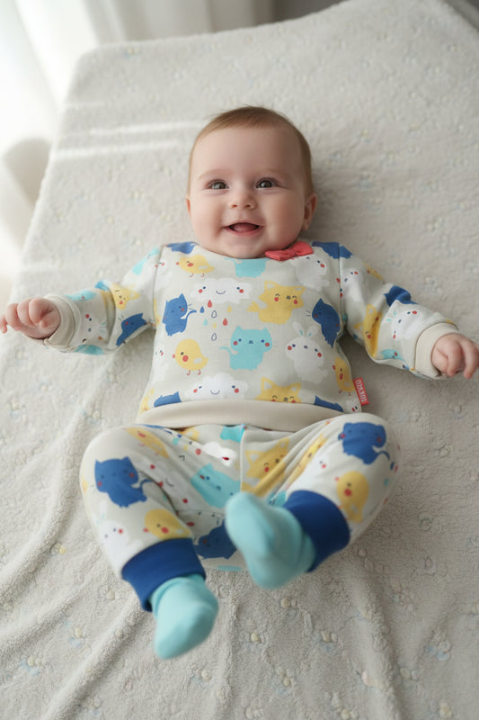 Ensemble 2 pièces bébé animaux avec boucle 3D