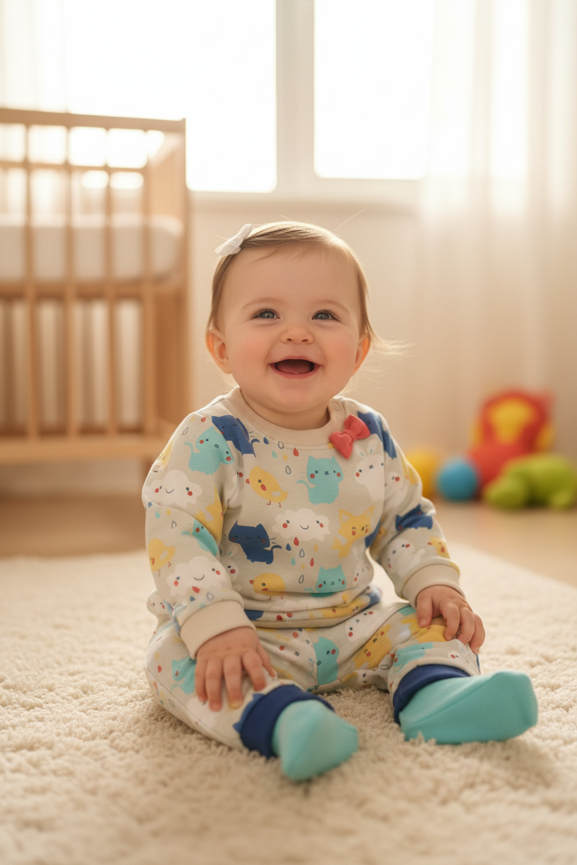 Ensemble 2 pièces bébé animaux avec boucle 3D