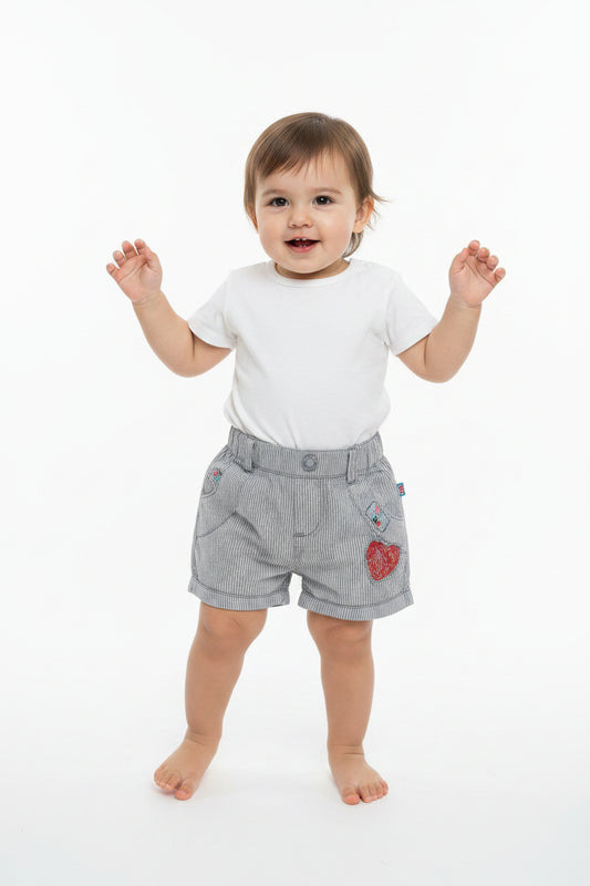 Short rayé gris