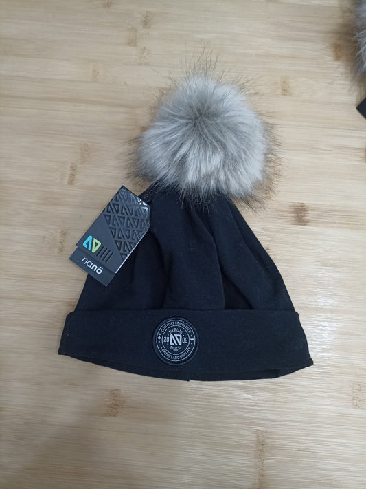 Tuque en jersey doublée en micropolaire  NOIR