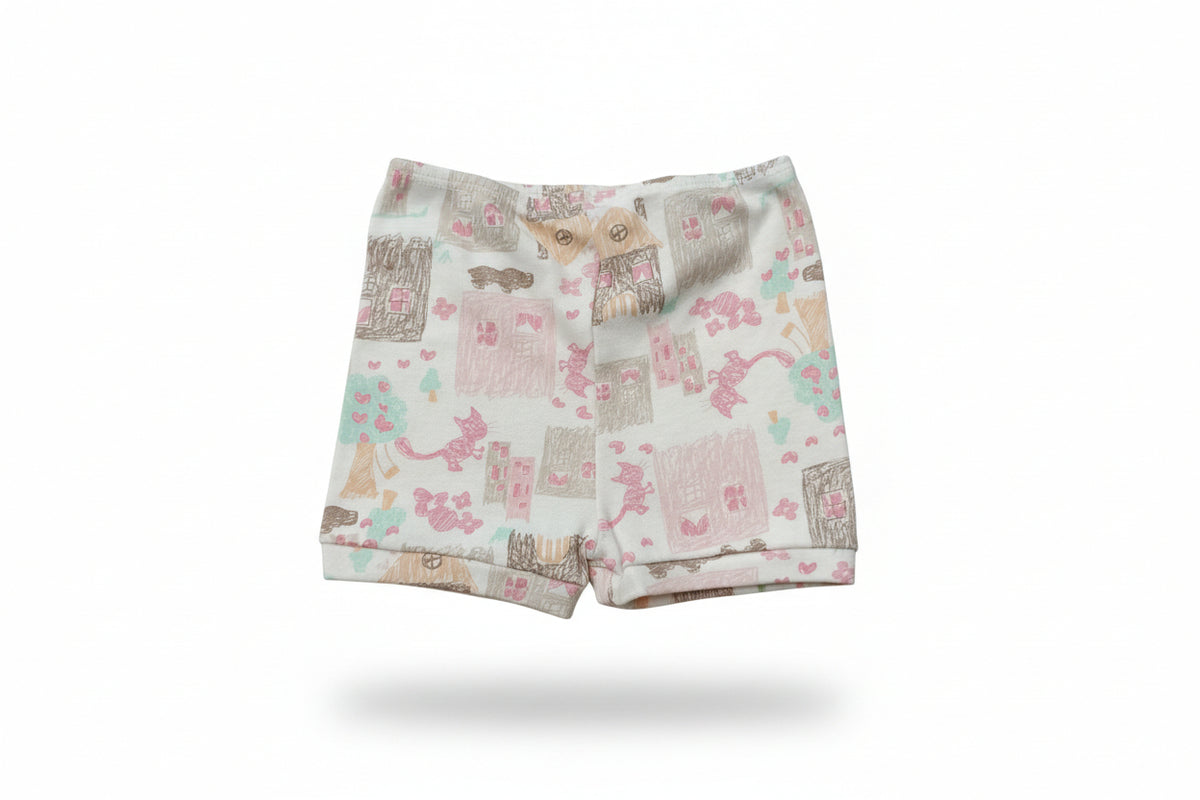 Shorts chats et coeurs rose