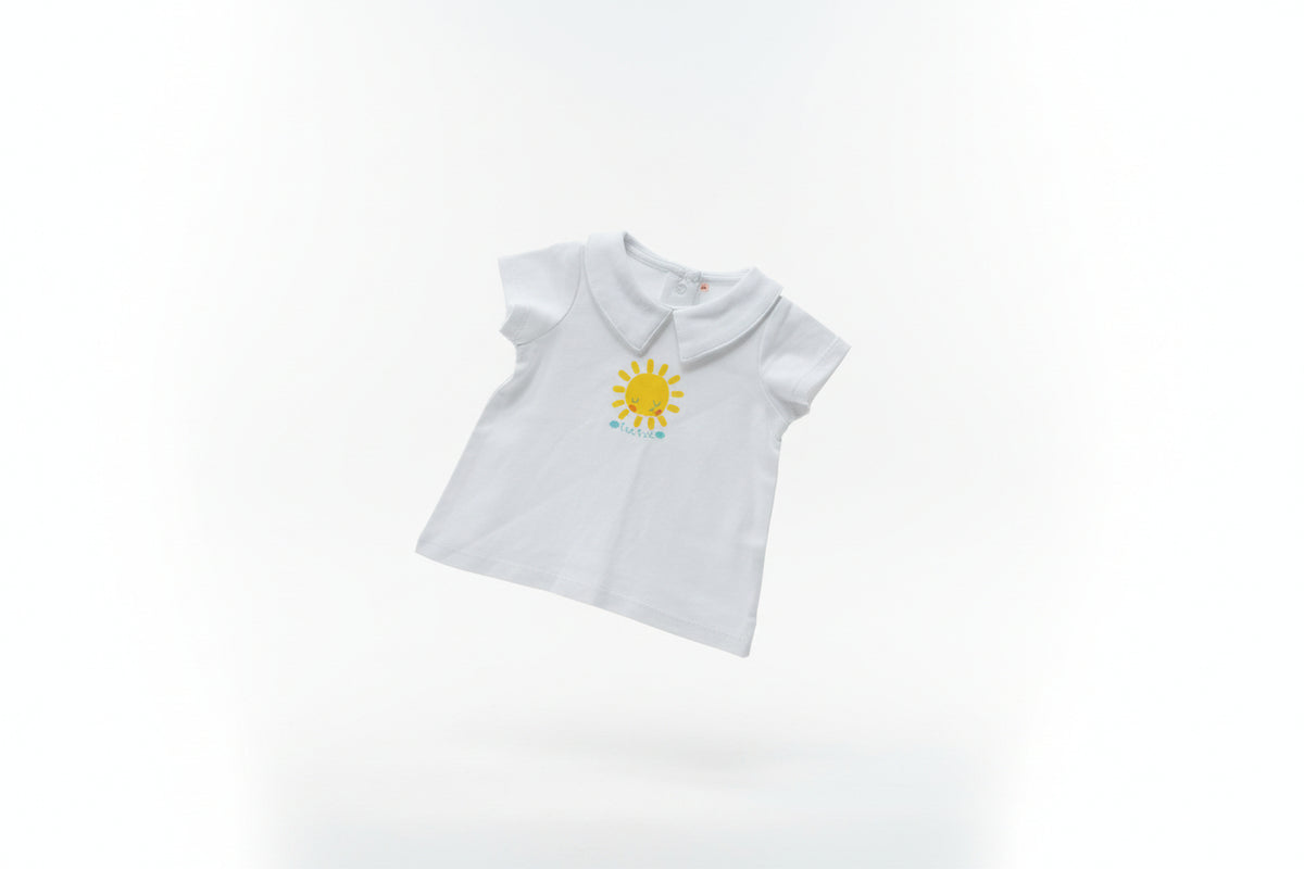 Haut blanc avec Collet - motif soleil