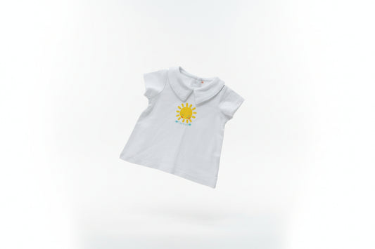 Haut blanc avec Collet - motif soleil