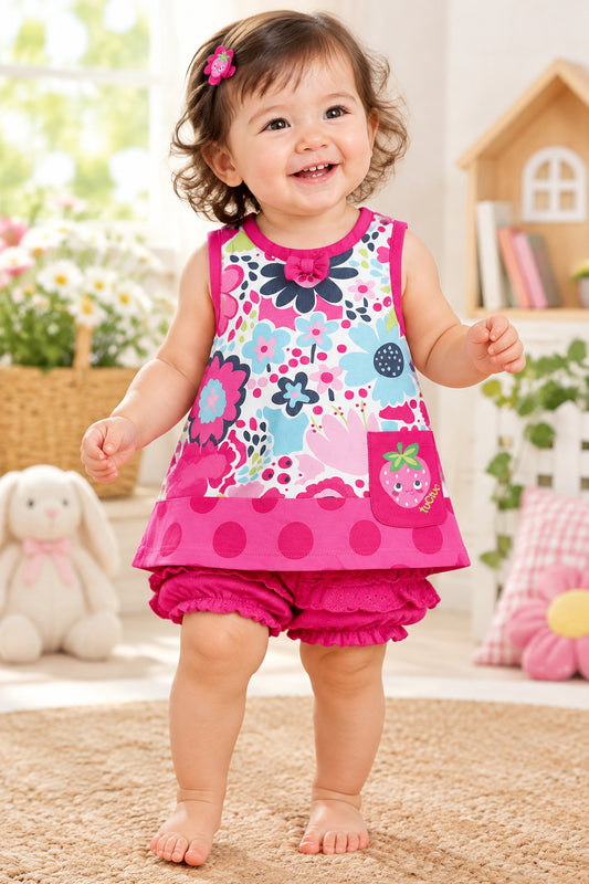 Robe fleurs de fraisiers avec culotte
