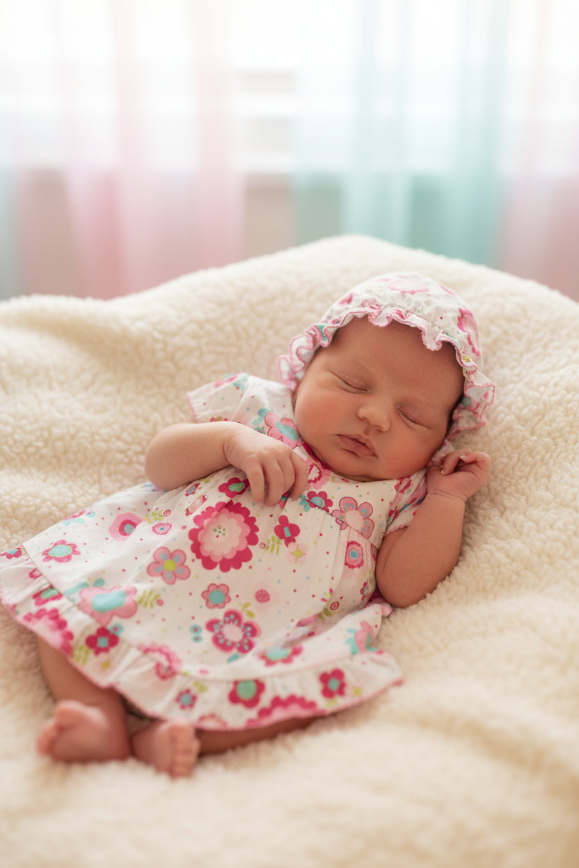 Robe bébé fleurie – ensemble 2 pièces