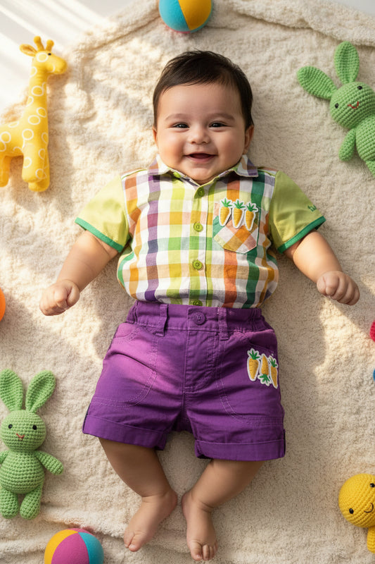 Ensemble chemise et shorts thème les légumes