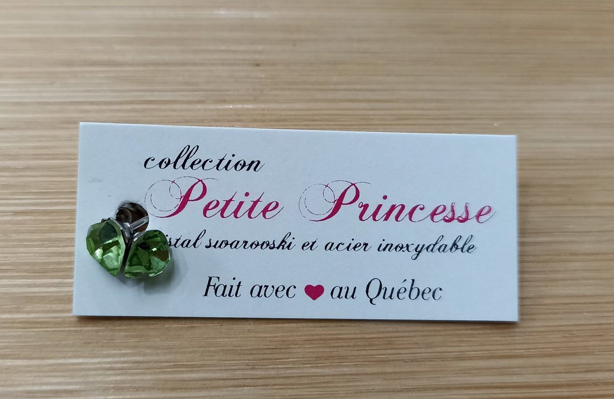 Boucle d'oreille pierre de naissance - Coeur vert