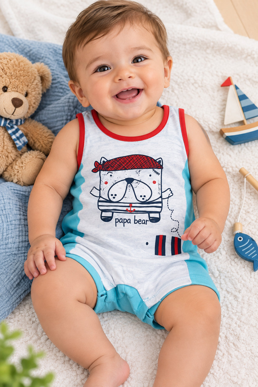 Barboteuse Papa ourson à la pêche