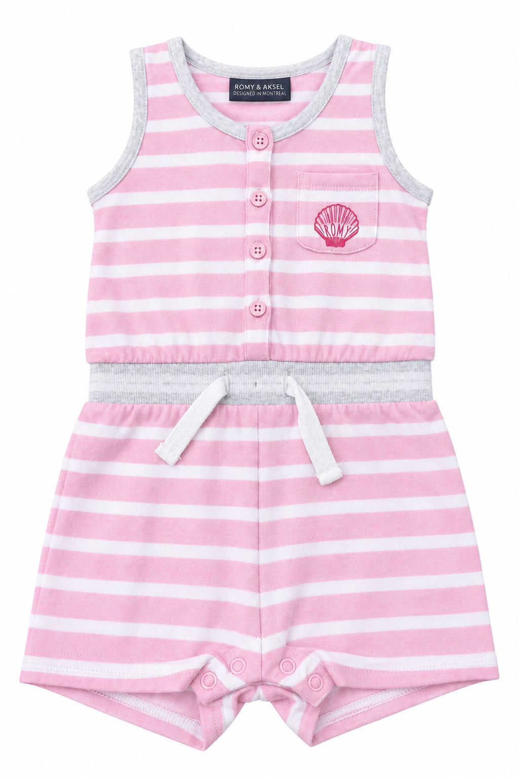 Barboteuse rayé rose et blanc