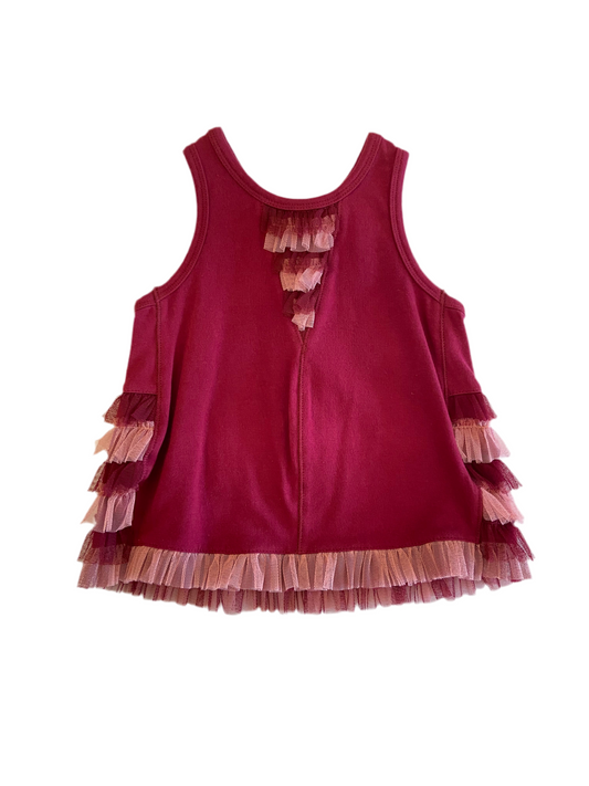 Robe à froufrou rouge
