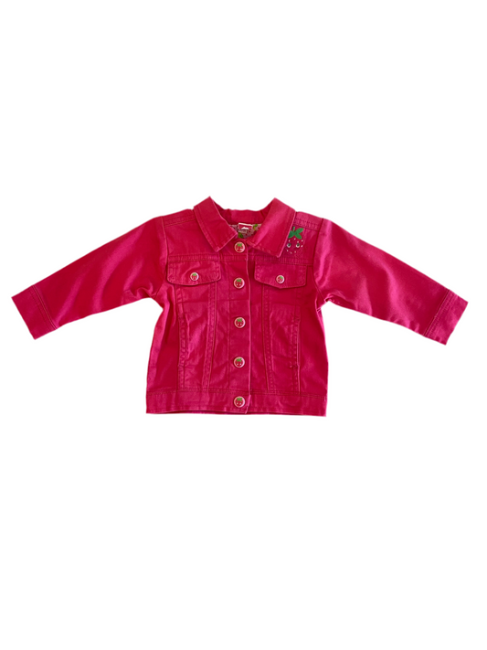 Manteaux jean rose bouton fraise