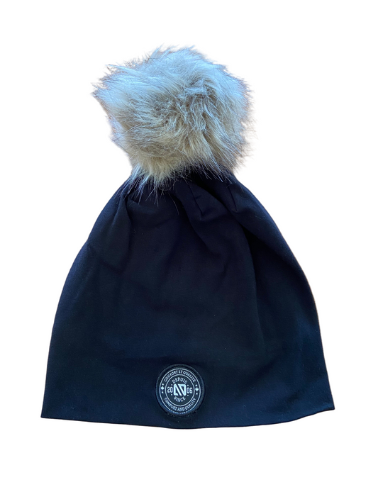 Tuque en jersey doublée en micropolaire  NOIR