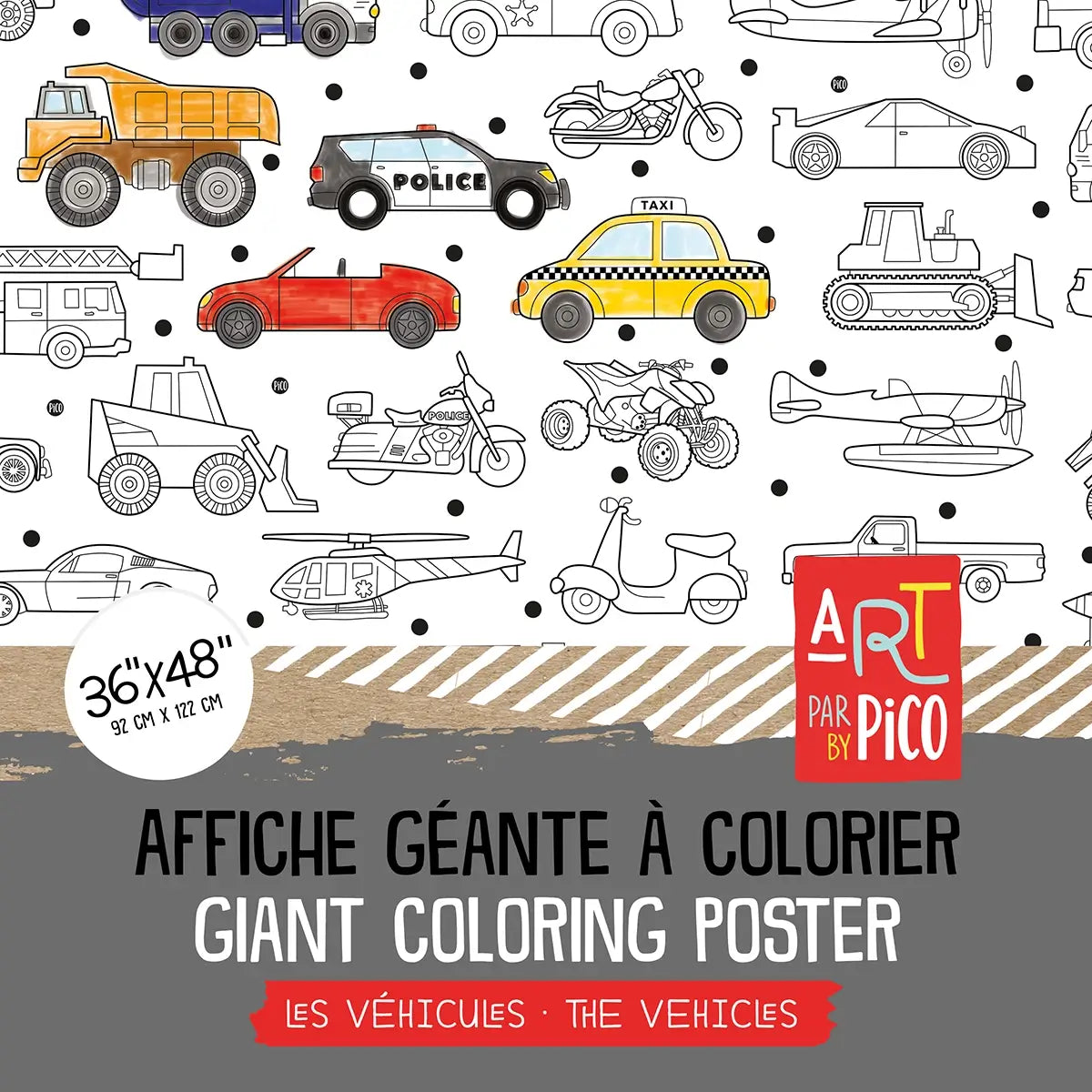 Coloriage géant - Les véhicules