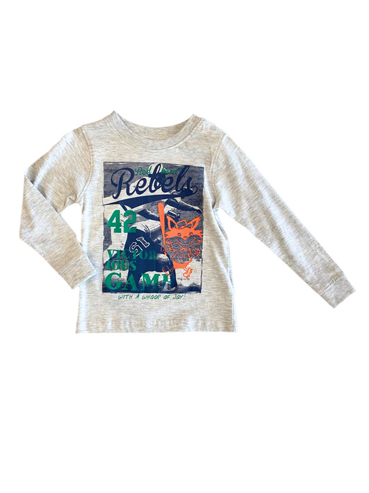 Chandail manche longue gris imprimé baseball rebels