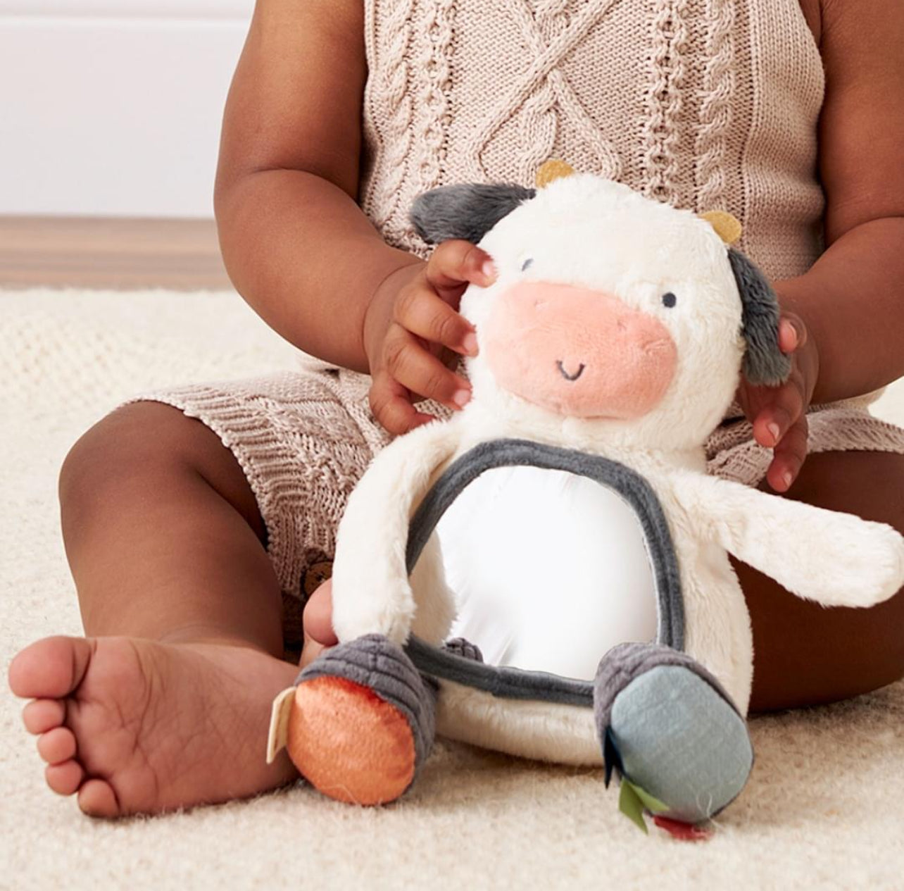Peluche sensorielle avec miroir | Vache