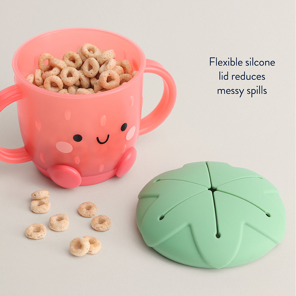 Gobelet à collation avec couvercle en silicone - Modèle fraise
