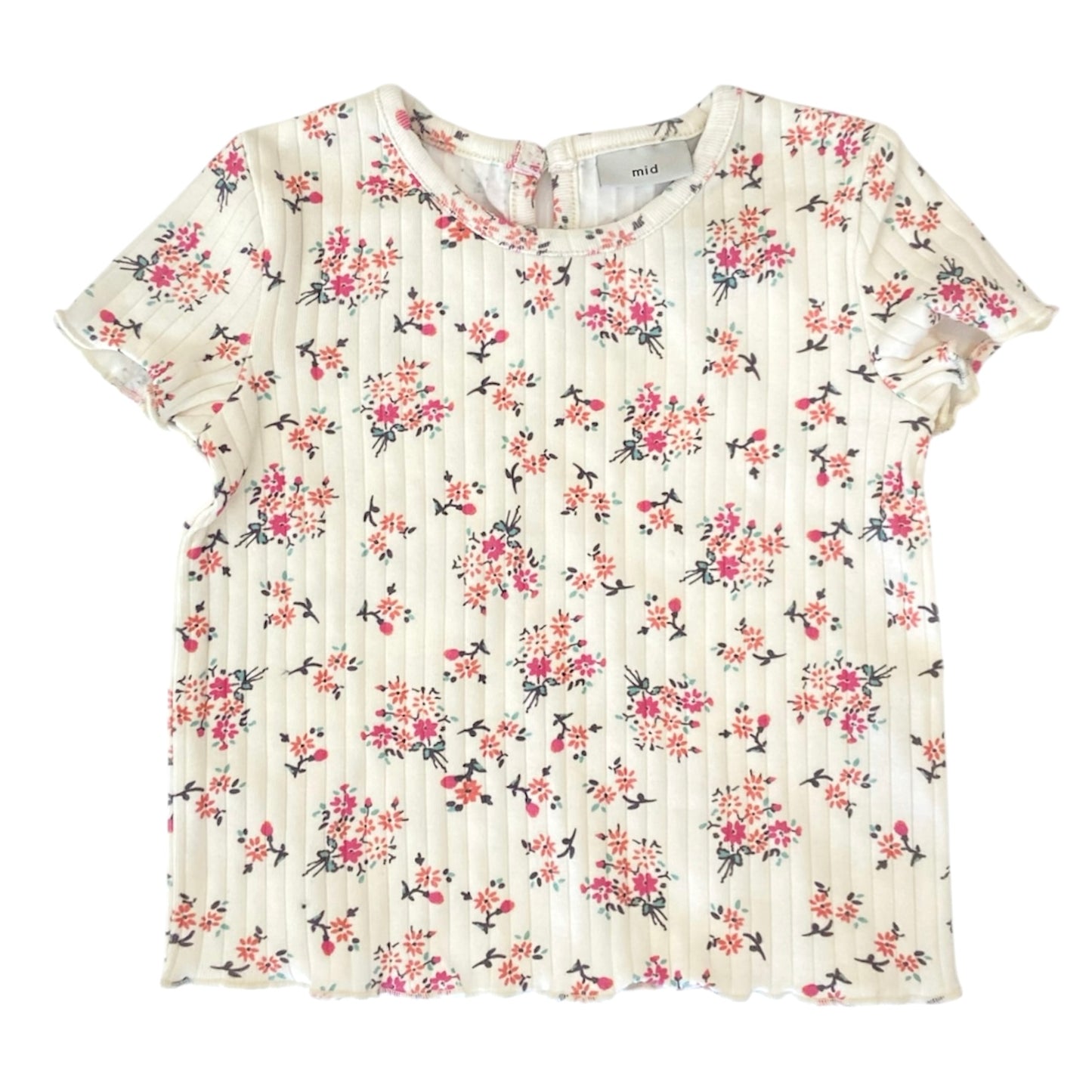 T-shirt côtelé fleuri