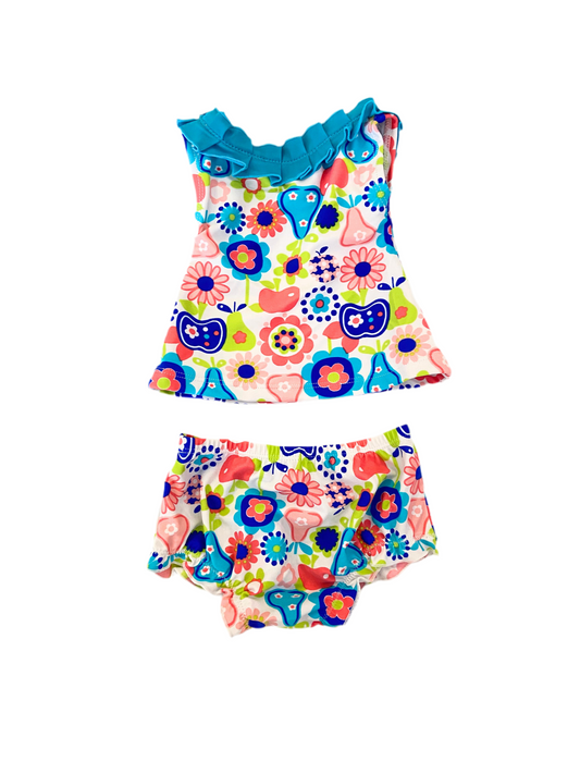 Maillot deux pièce fleuri coloré