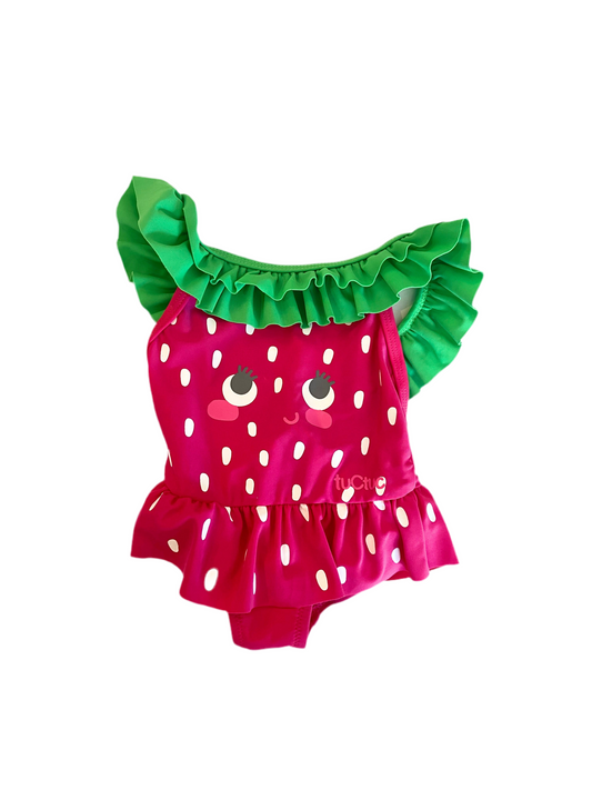 Maillot une pièce imprimé fraise
