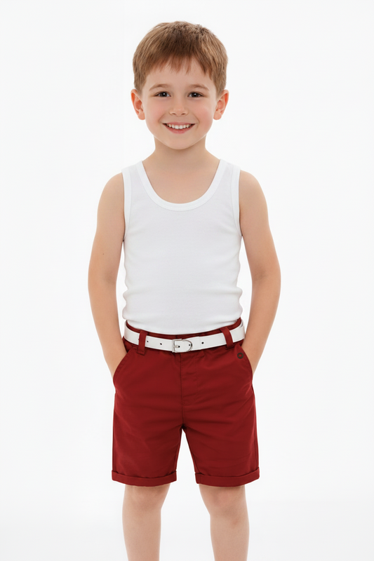 Short Rouge Passion + Ceinture Blanche